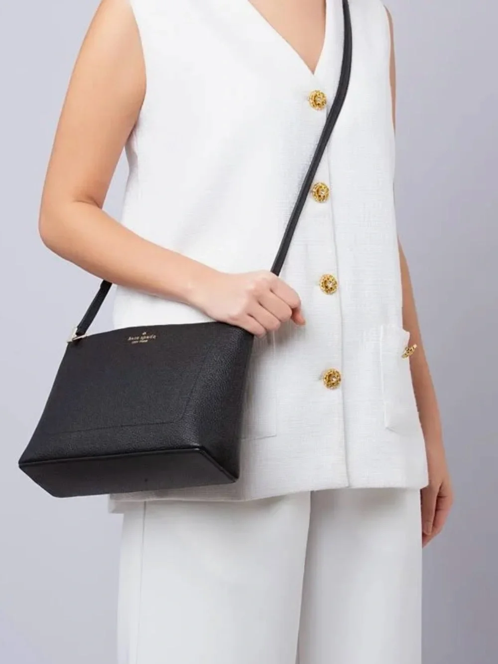 kate spade Leila Black Leather Crossbody Bag